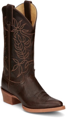 Justin 12in Womens Espresso Rosey Leather Cowboy Boots