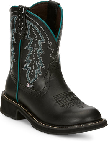 Justin 8in Gypsy Womens Onyx Black Lyla Leather Cowboy Boots