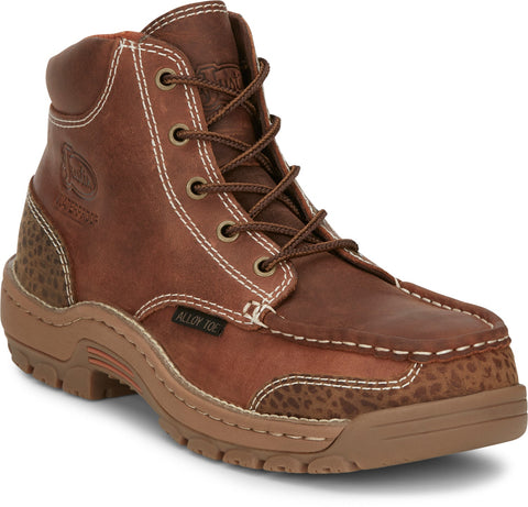 Justin 5in WP EH AT Mens Barley Brown Corbett Leather Work Boots