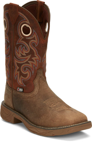 Justin 11in CT Mens Bronze Orange Rush Leather Work Boots