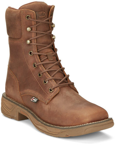 Justin 8in Lacer Mens Barley Brown Rush Leather Work Boots