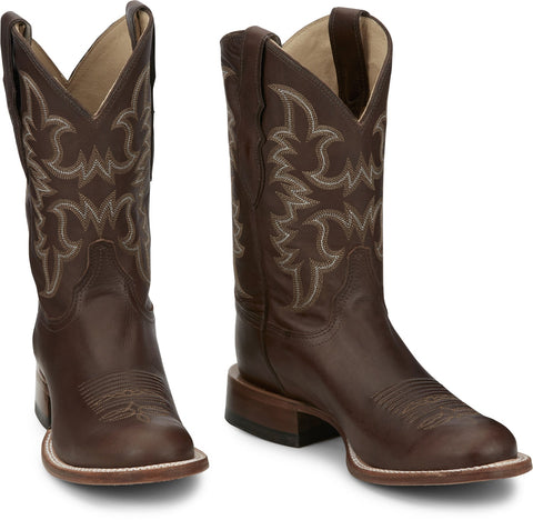 Justin 11in Mens Chocolate Wayne Leather Cowboy Boots