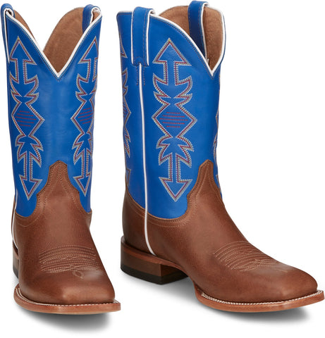 Justin 13in Mens Jewel Blue Dayne Leather Cowboy Boots