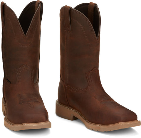 Justin 11in Western ST Mens Pecan Brown Buster Leather Work Boots
