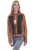 Scully Womens Cognac Lamb Leather Beaded Panel Jacket