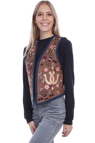 Scully Womens Brown Leather Autumn Palette Vest