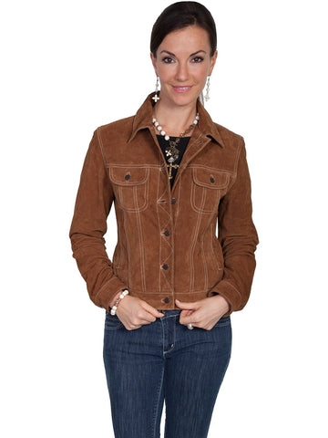 Scully Womens Cafe Brown Boar Suede Jacket