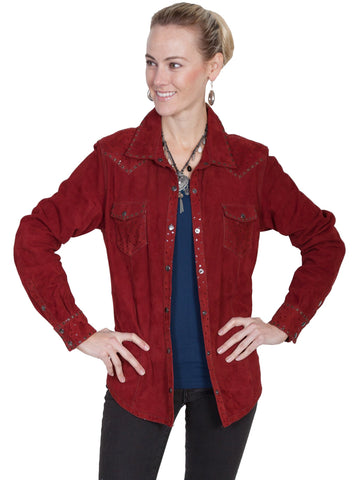 Scully Womens Cranberry Leather Shiny Stars Jacket