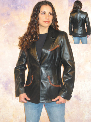Scully Womens Black Lamb Leather Belmont Jacket