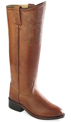 Old West Brown Womens Barnwood Leather Roper Toe 14in Cowboy Boots