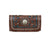 American West Lady Lace Chestnut Brown/Dark Turquoise Leather Trifold Wallet