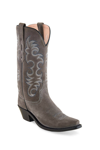 Old West Light Grey Womens Leather 12in Cowboy Boots