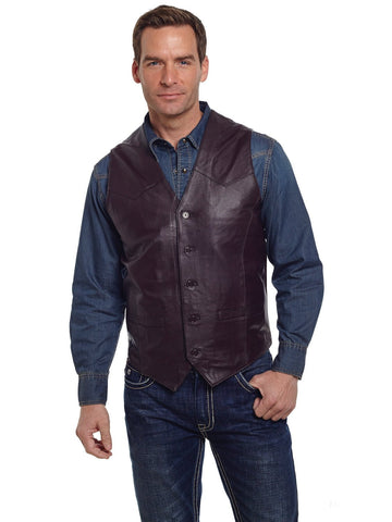 Cripple Creek Mens Chocolate Genuine Leather Western Button Front Vest