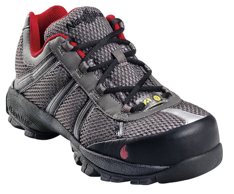 Nautilus Mens Steel Toe ESD Athletic W Grey/Red Action Leather Shoes