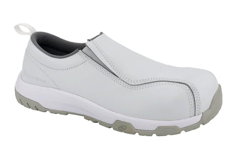 Nautilus Mens White Leather Composite Toe Specialty ESD SlipOn Work Shoes