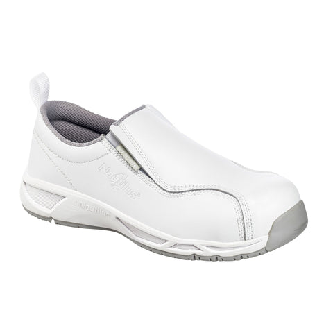 Nautilus Womens White Leather Comp Toe ESD Athletic Work Shoes 10 W