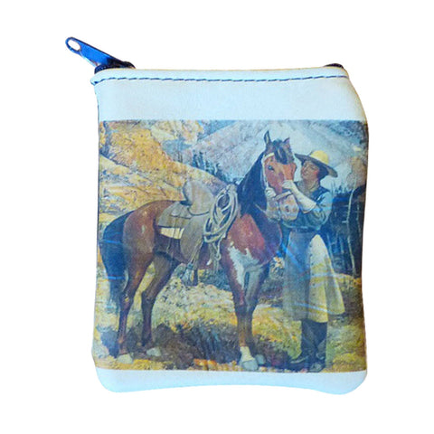 Rockmount Womens Blue Leather Cowgirl Split Skirt Coin purse OS