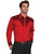 Scully Western Mens Red Polyester L/S Big Tooled Floral Western Shirt