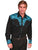 Scully Mens Shirt Western Turquoise Poly Blend Floral Tooled Stitch L/S