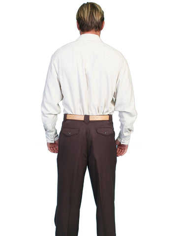 Scully Mens Western Brown Poly Blend Front Zip Solid Trouser Pants