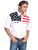 Scully Western Mens White 100% Cotton S/S American Flag Western Shirt