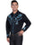 Scully Western Mens Black Polyester L/S Two Tone Leaf Western Shirt