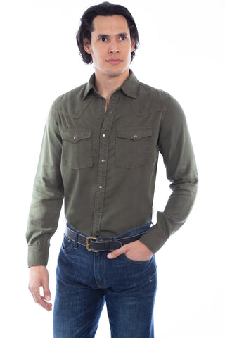 Scully Mens Army 100% Tencel Western L/S Shirt
