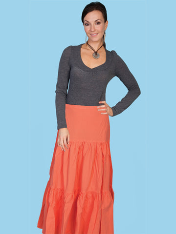 Scully Womens Orange 100% Cotton 3 Tier Skirt