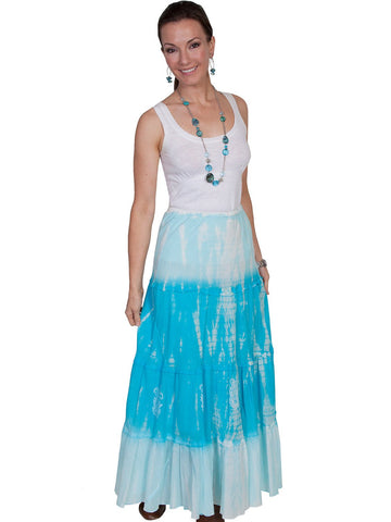 Scully Cantina Womens Turquoise 100% Cotton Full Length Tie Dye Skirt