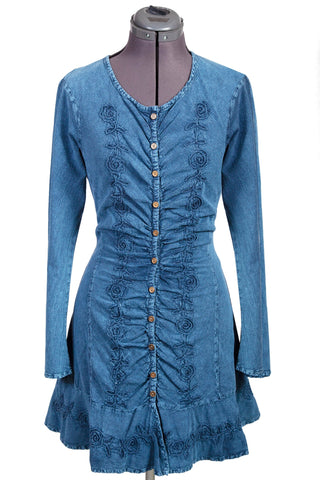 Scully Womens Dark Blue 100% Cotton Lace-Up L/S Dress