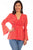 Scully Womens Brick 100% Cotton Plunging L/S Shirt