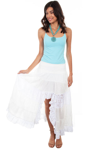 Scully Womens White 100% Cotton Smocked Skirt