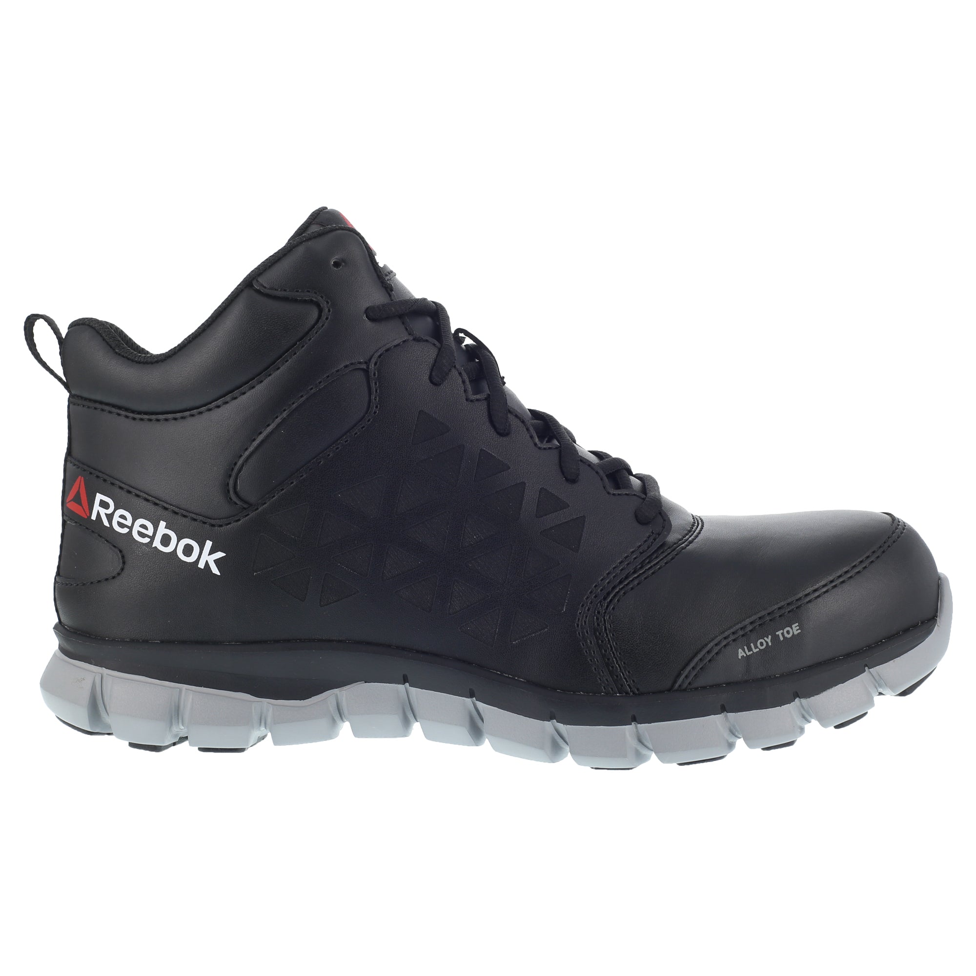 Reebok Womens Black Leather Work Boots Sublite Athletic Mid Cut AT The Western Company
