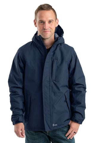 Berne Mens Navy Nylon Coastline Waterproof Insulated Storm Jacket