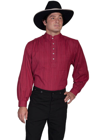 Scully RangeWear Mens Burgundy 100% Cotton Tombstone L/S Western Shirt