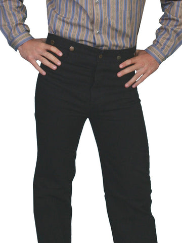 Scully RangeWear Mens Black 100% Cotton Notched Button Fly Canvas Pant