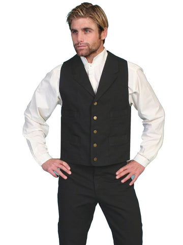 Scully Rangewear Mens Black 100% Cotton Canvas Western Vest