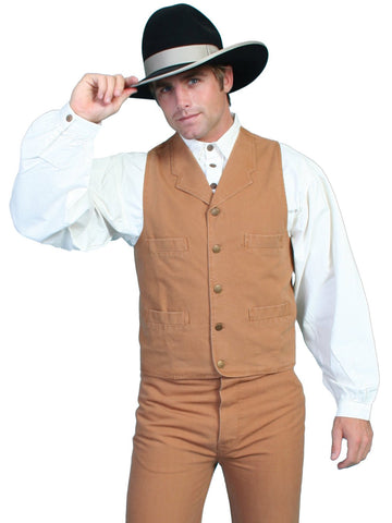 Scully Rangewear Mens Brown 100% Cotton Canvas Western Vest