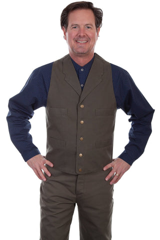 Scully Mens Khaki 100% Cotton Notched Lapels Vest