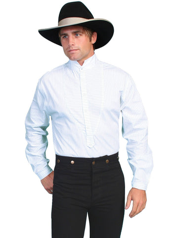 Scully RangeWear Mens White 100% Cotton Striped Bib L/S Formal Western Shirt