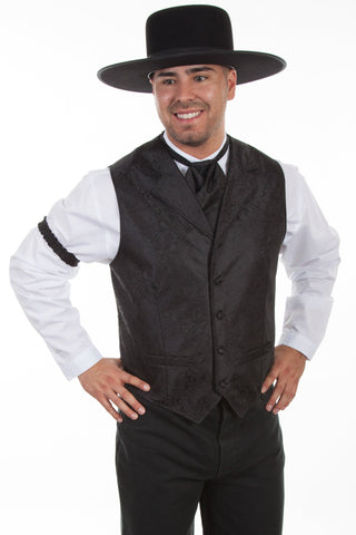 Scully Rangewear Mens Black Polyester Paisley Old West Big Vest