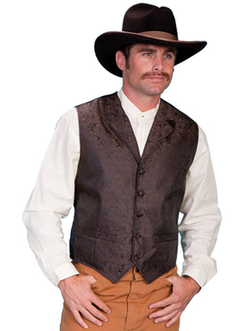 Scully Rangewear Mens Brown Polyester Paisley Old West Vest