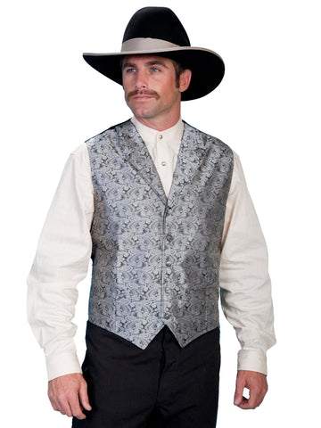 Scully Rangewear Mens Grey Polyester Paisley Old West Big Vest