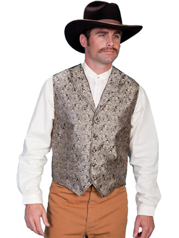Scully Rangewear Mens Taupe Polyester Paisley Old West Big Vest