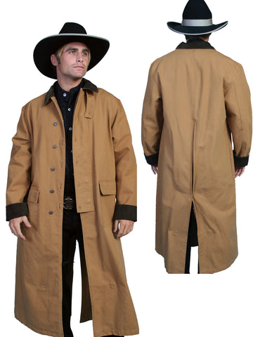 Scully RangeWear Mens Brown 100% Cotton Long Overcoat Duster Coat