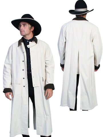 Scully RangeWear Mens Natural 100% Cotton Long Overcoat Duster Coat