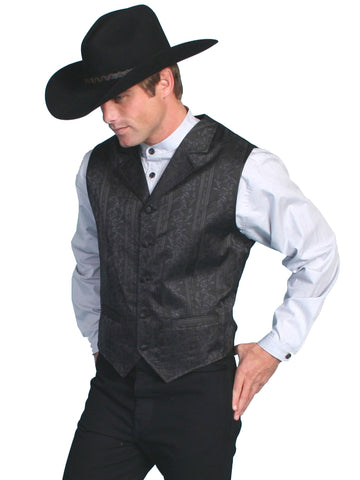 Scully Rangewear Mens Black Polyester Floral Stripe Vest