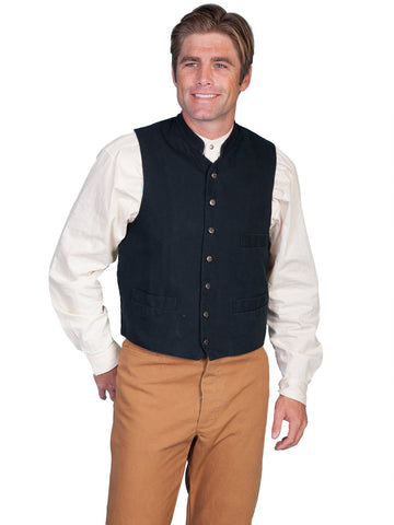 Scully RangeWear Mens Black 100% Cotton Work Western Canvas Vest