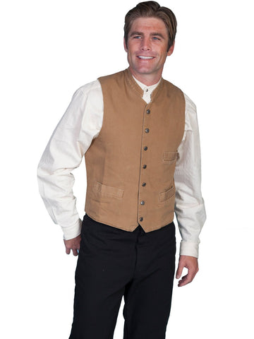 Scully RangeWear Mens Brown 100% Cotton Work Western Canvas Vest