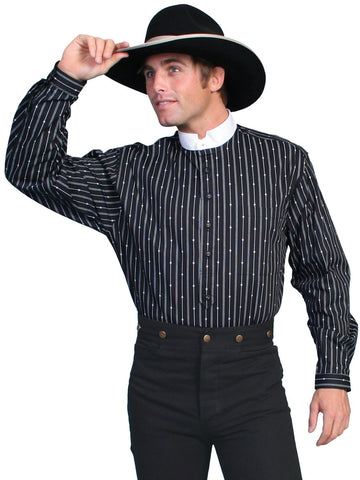 Scully RangeWear Mens Black 100% Cotton Tombstone Striped L/S Western Shirt